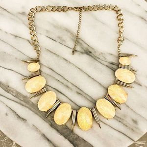 Statement Necklace golden fire opal Cabochon Chain Medallion Collar Bib Monet